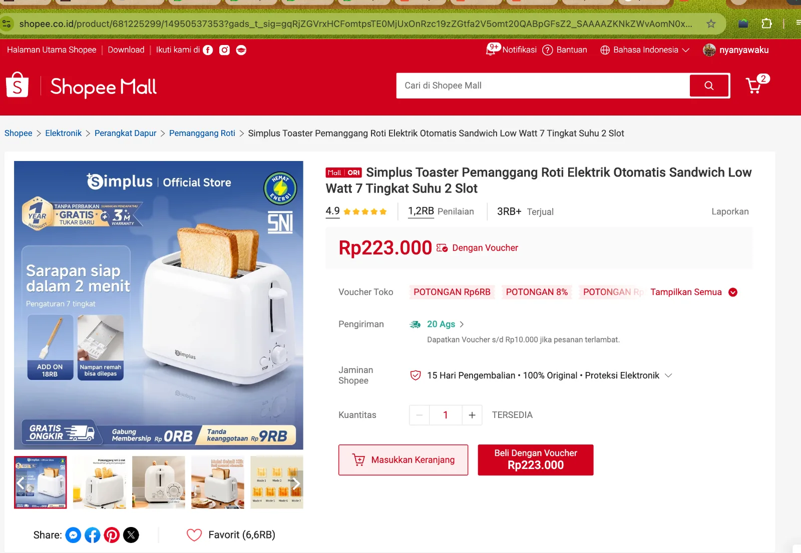 Pemanggang Roti (Toaster)