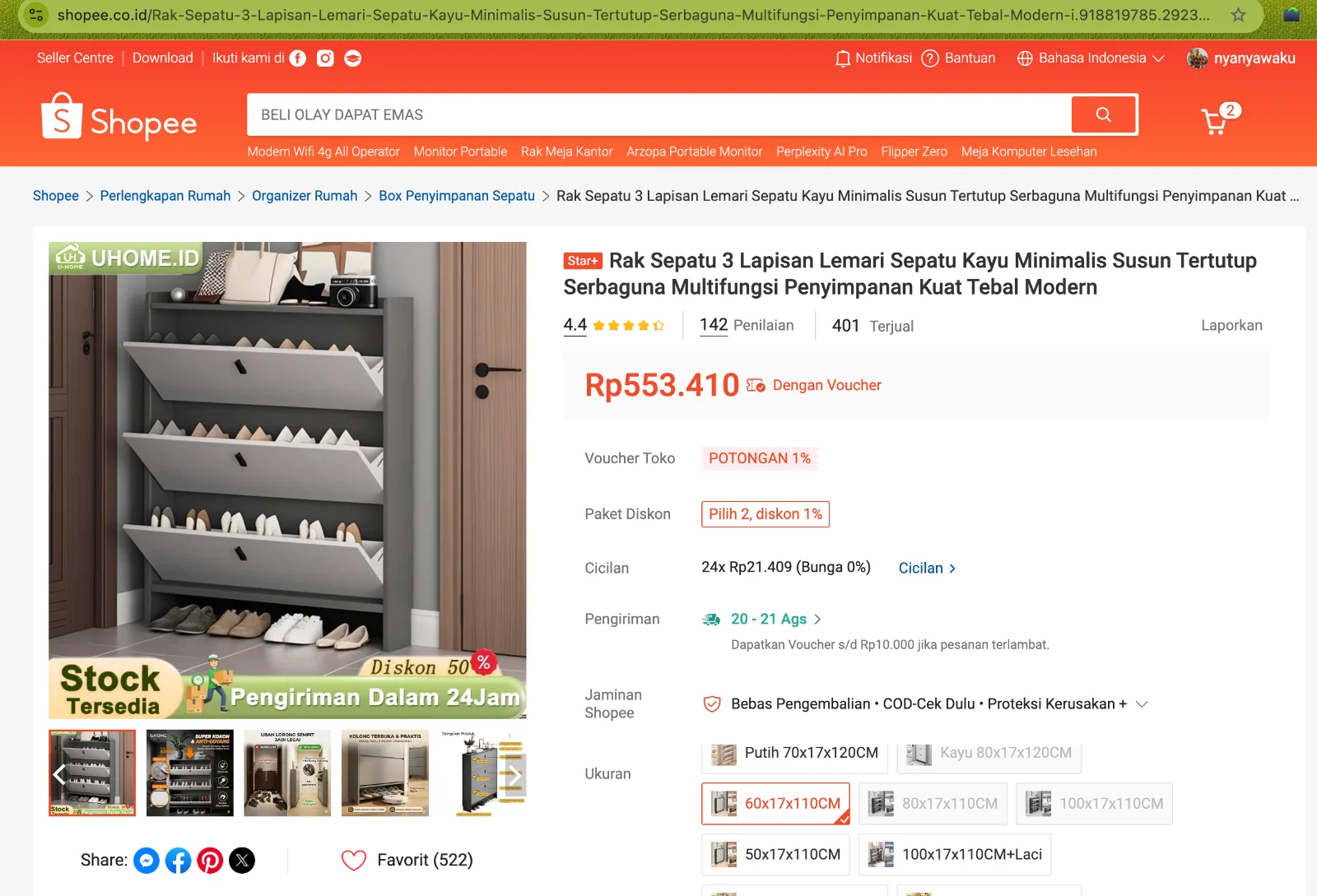 Rak Sepatu 3 Laci