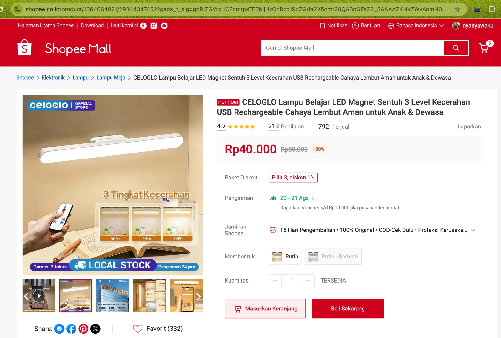 Lampu LED Portable (total 2 Batang)